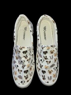 Humane Society Slip On Sneakers Tennis Shoes Dog Print Size 9M EUC Comfy